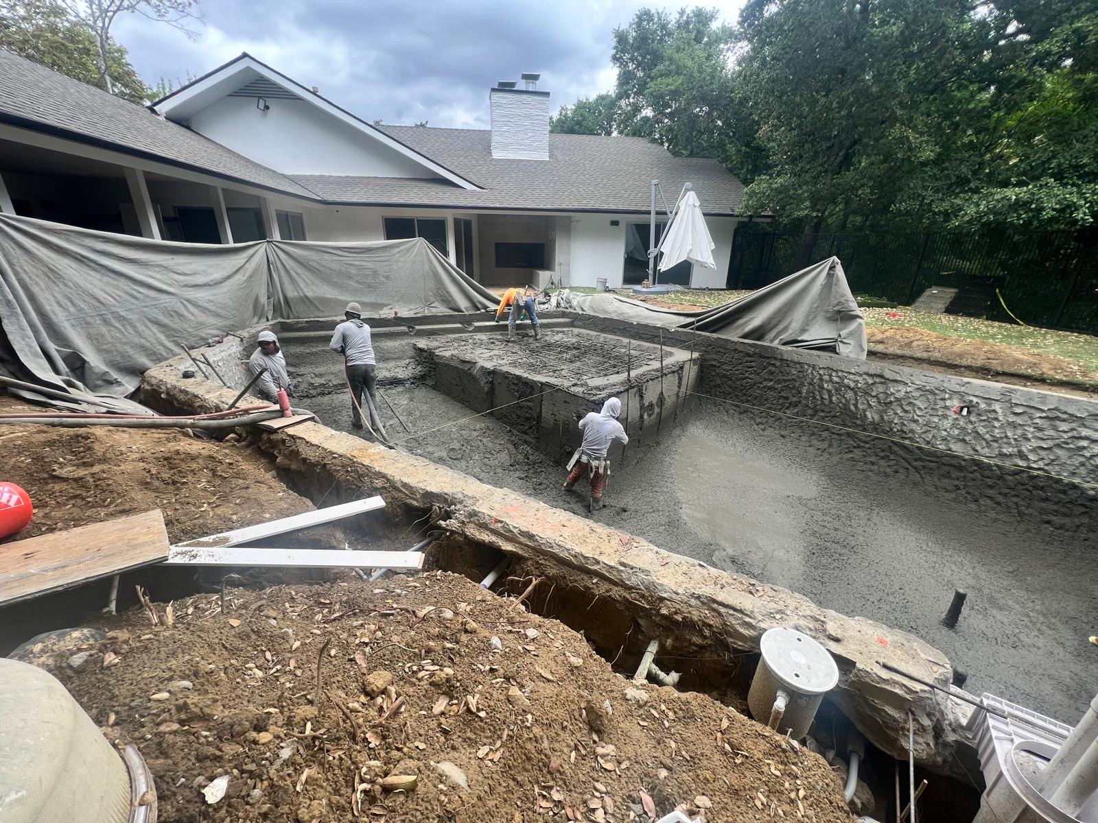 Pool structural reconstruction in progress