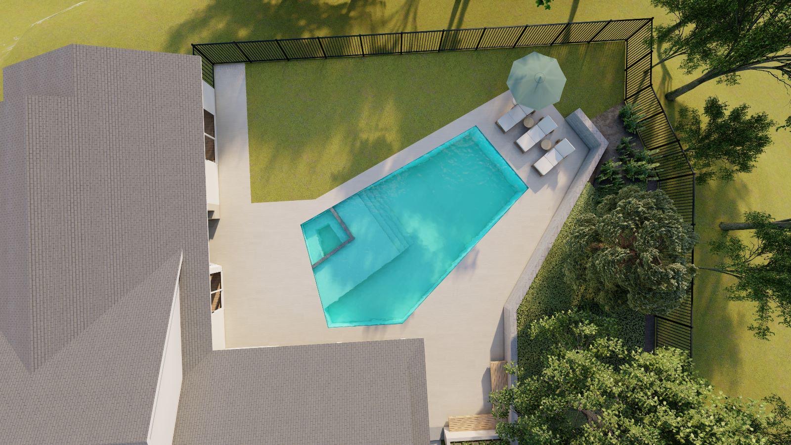 Pool renovation design rendering