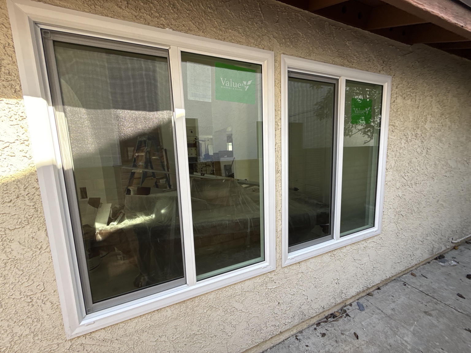 New energy efficient replacement windows installed on a California home