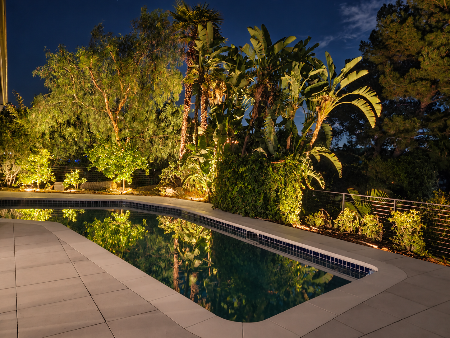 Ocean Home Builders Burbank pool and patio project — Completed Pool at Night