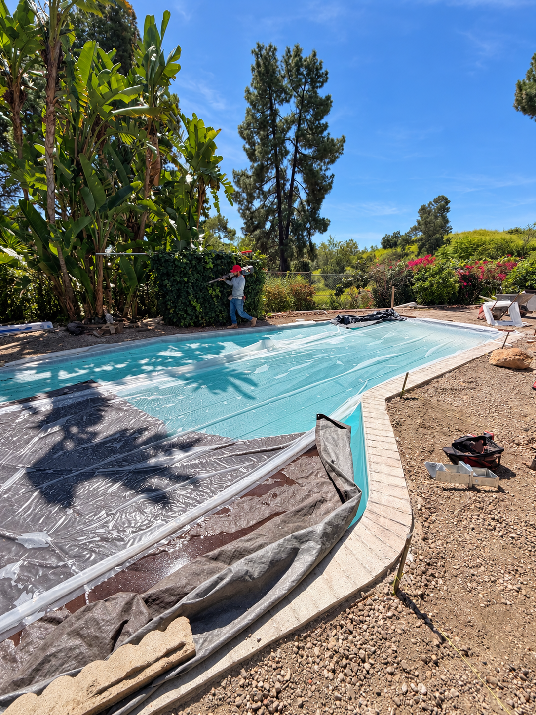 Ocean Home Builders Burbank pool and patio project — Pool Protection During Construction