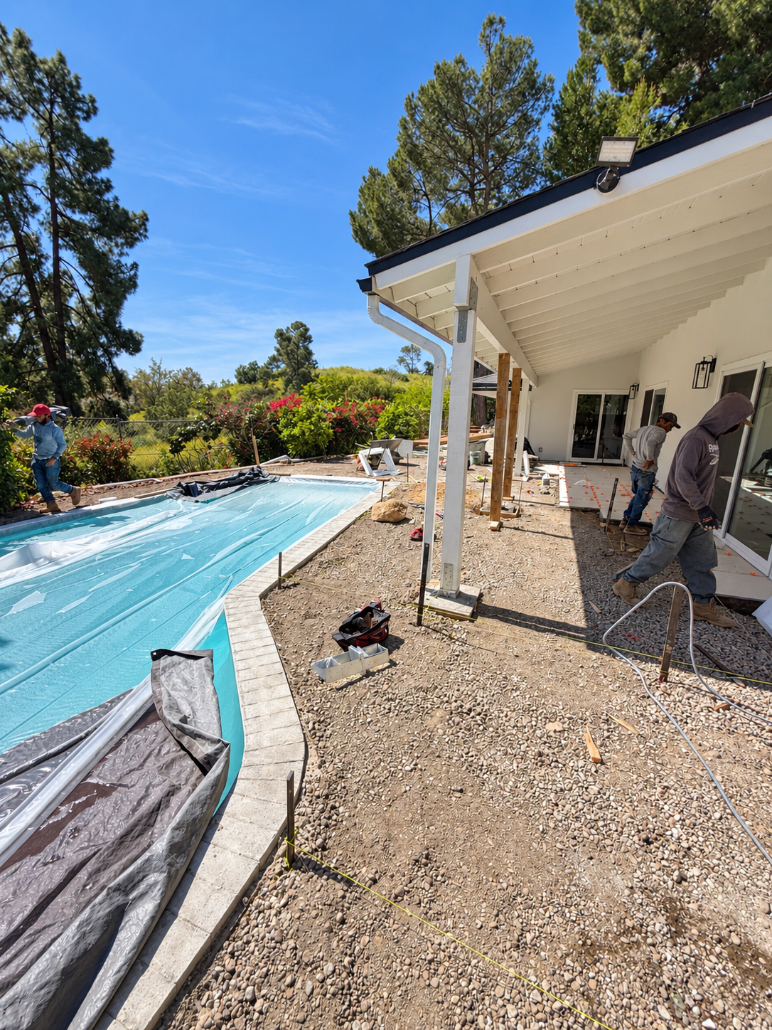 Ocean Home Builders Burbank pool and patio project — Poolside Ground Preparation