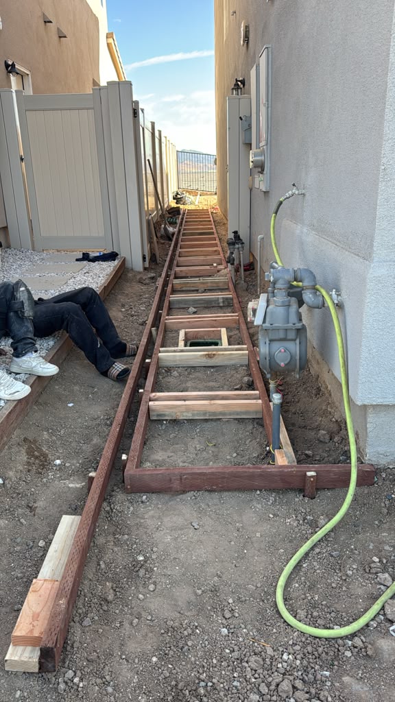 Walkway Preparation for Ocean Home Builders backyard project in Santa Clarita